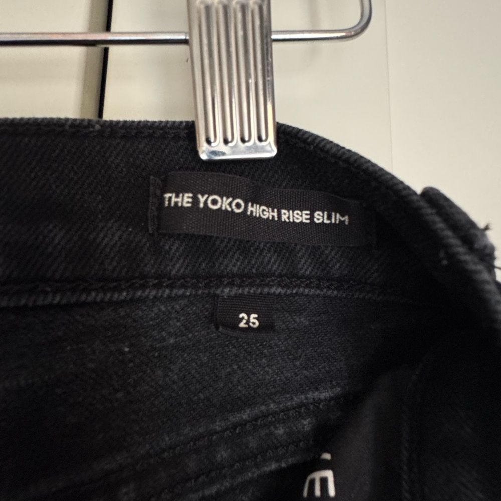 Aritzia Denim Forum The Yoko High Rise Slim Black Straight Jeans Size 25 - Picture 10 of 11